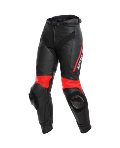 PANTALONES DAINESE DELTA 3 PIEL LADY NEGRO-ROJO