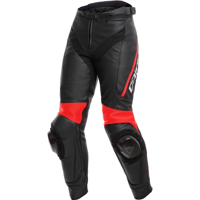 PANTALONES DAINESE DELTA 3 PIEL LADY NEGRO-ROJO