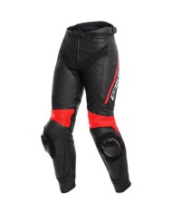 PANTALONES DAINESE DELTA 3 PIEL LADY NEGRO-ROJO
