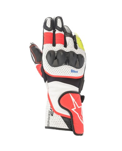 GUANTES ALPINESTARS SP-2 V3 BLANCO/ROJO FLUOR