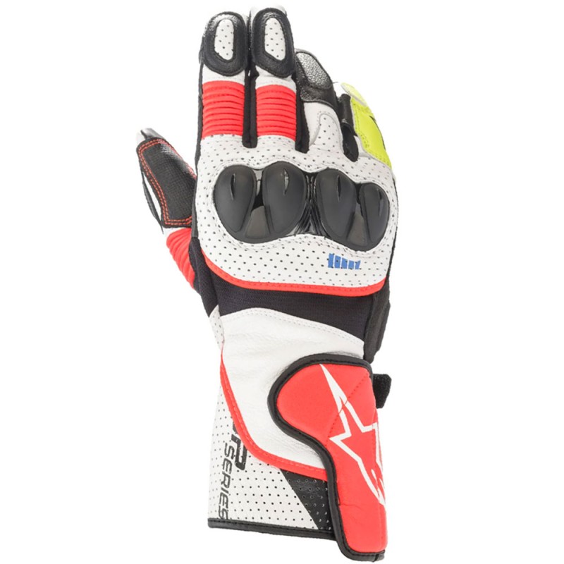 GUANTES ALPINESTARS SP-2 V3 BLANCO/ROJO FLUOR