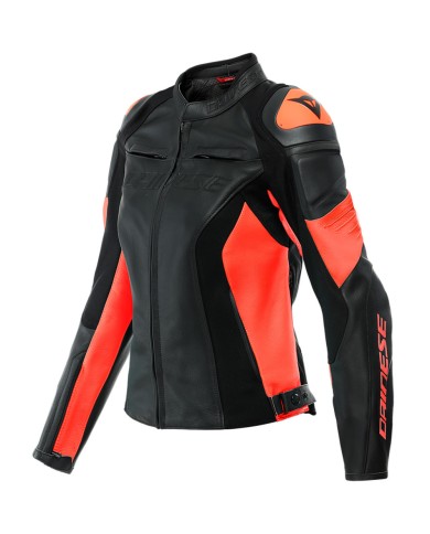 CHAQUETA DAINESE RACING 4 LADY BLACK/FLUOR RED