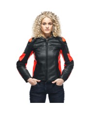 CHAQUETA DAINESE RACING 4 LADY BLACK/FLUOR RED