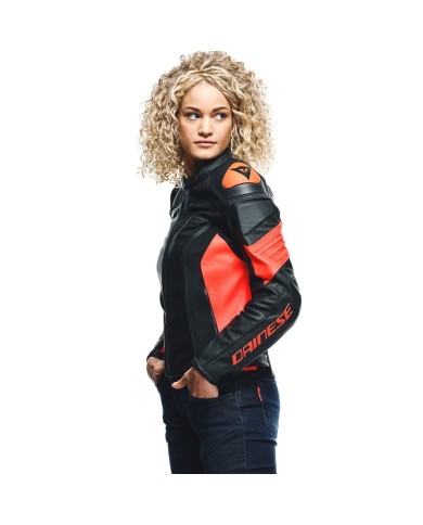 CHAQUETA DAINESE RACING 4 LADY BLACK/FLUOR RED