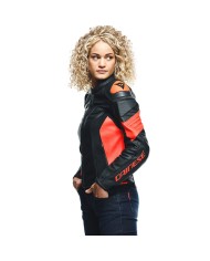 CHAQUETA DAINESE RACING 4 LADY BLACK/FLUOR RED