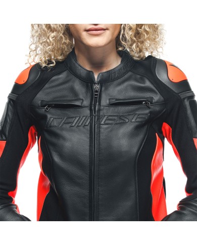 CHAQUETA DAINESE RACING 4 LADY BLACK/FLUOR RED