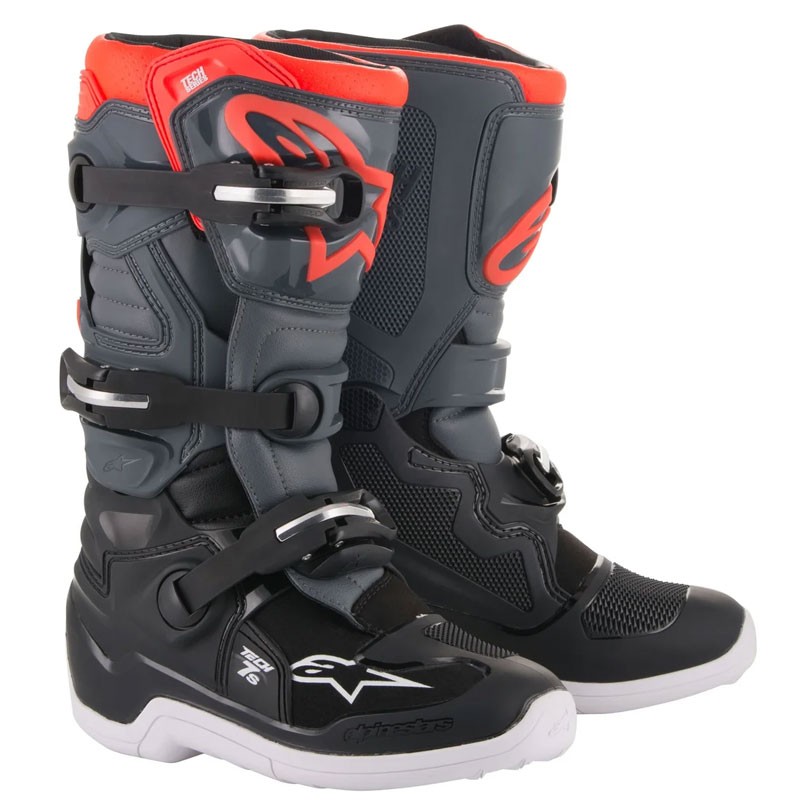 BOTAS ALPINESTARS TECH 7S JUNIOR BLACK/DARK GREY/RED FLUO