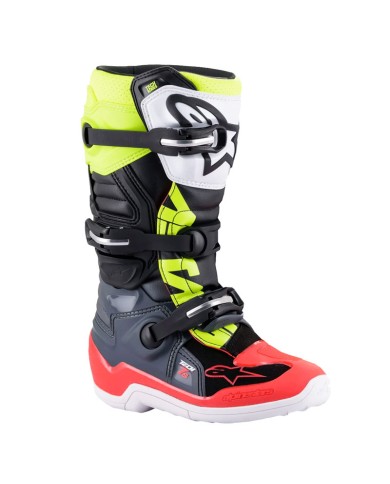 BOTAS ALPINESTARS TECH 7S JUNIOR DARK GRAY/RED FLUO/YELLOW FLUO