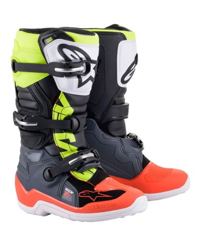 BOTAS ALPINESTARS TECH 7S JUNIOR DARK GRAY/RED FLUO/YELLOW FLUO