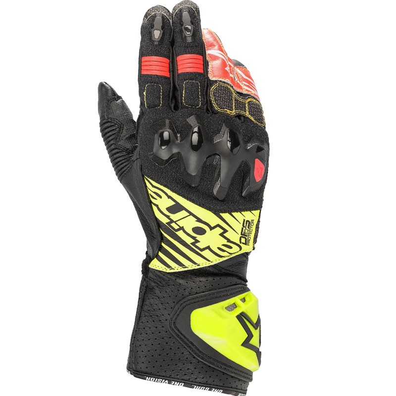 GUANTES ALPINESTARS GP TECH V2 BLACK/YELLOW FLUO/RED FLUO