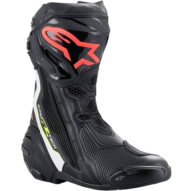 BOTAS ALPINESTARS SUPERTECH R 2023 BLACK/WHITE/RED FLUO