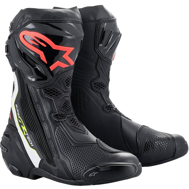 BOTAS ALPINESTARS SUPERTECH R 2023 BLACK/WHITE/RED FLUO