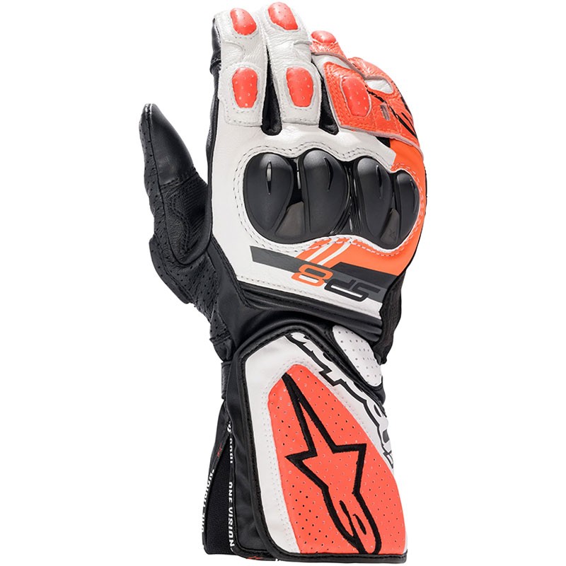 GUANTES ALPINESTARS SP-8 V3 BLACK/WHITE/RED FLUO