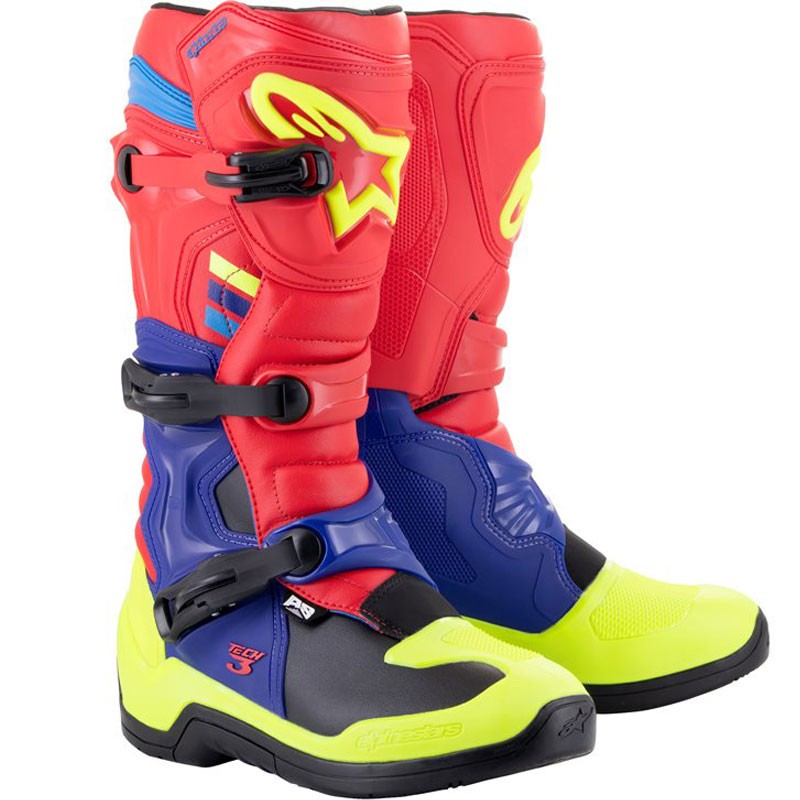 BOTAS ALPINESTARS TECH 3 BRIGHT RED/DARK BLUE/YELLOW FLUO