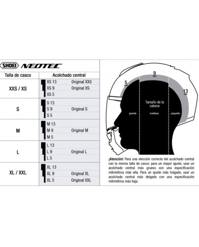 CHICHONERA INTERIOR CASCO SHOEI J-CRUISER 2 TALLAS XL