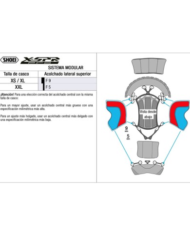 LATERALES DE CHICHONERA INTERIOR CASCO SHOEI X-SPR PRO