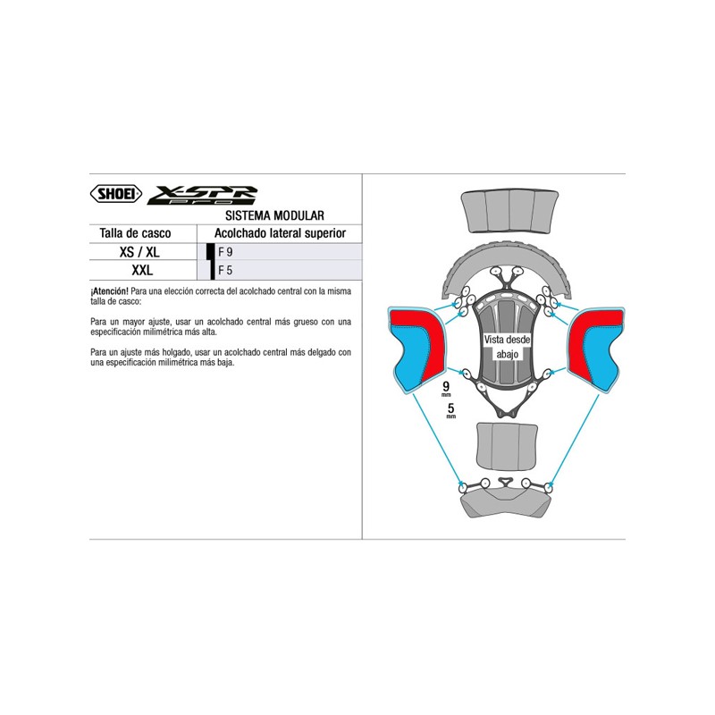LATERALES DE CHICHONERA INTERIOR CASCO SHOEI X-SPR PRO