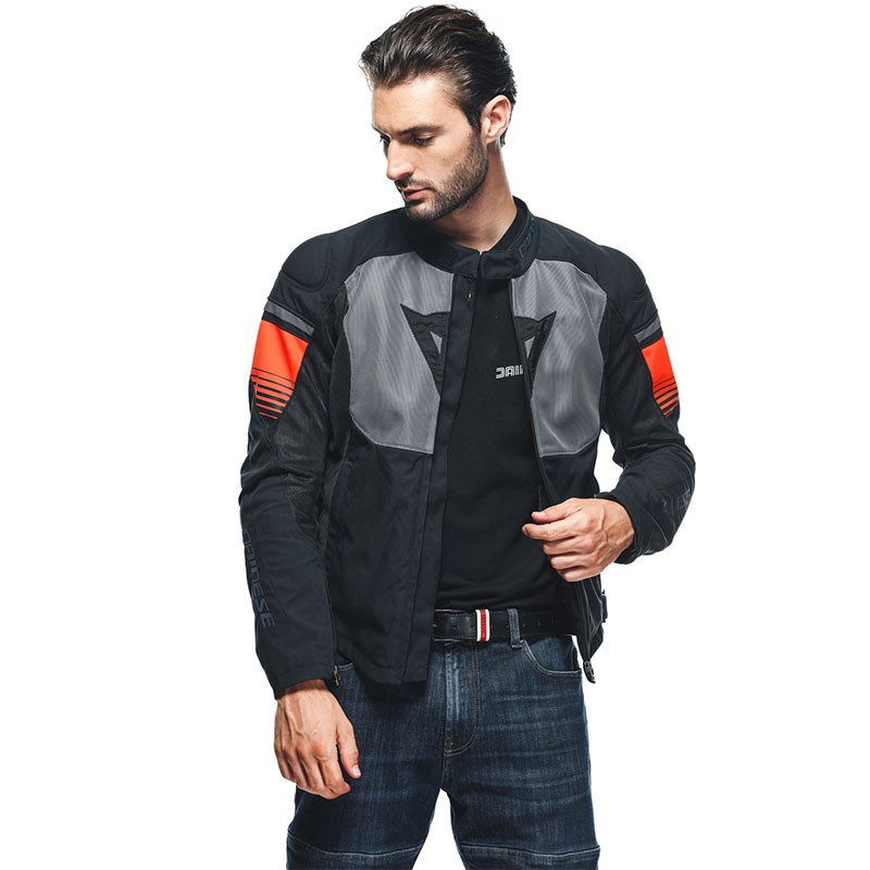 CHAQUETA DAINESE AIR FAST TEX BLACK/GRAY/FLUO-RED