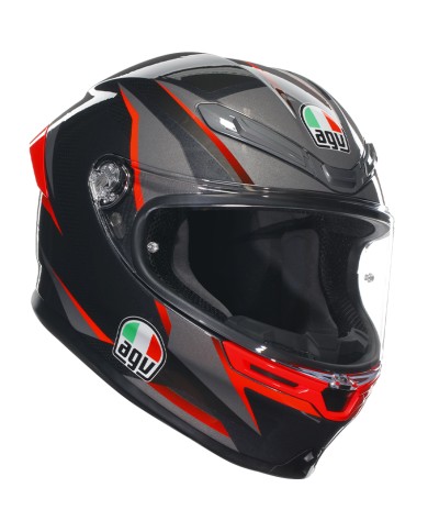 CASCO AGV K6 S SLASHCUT BLACK/GREY/RED