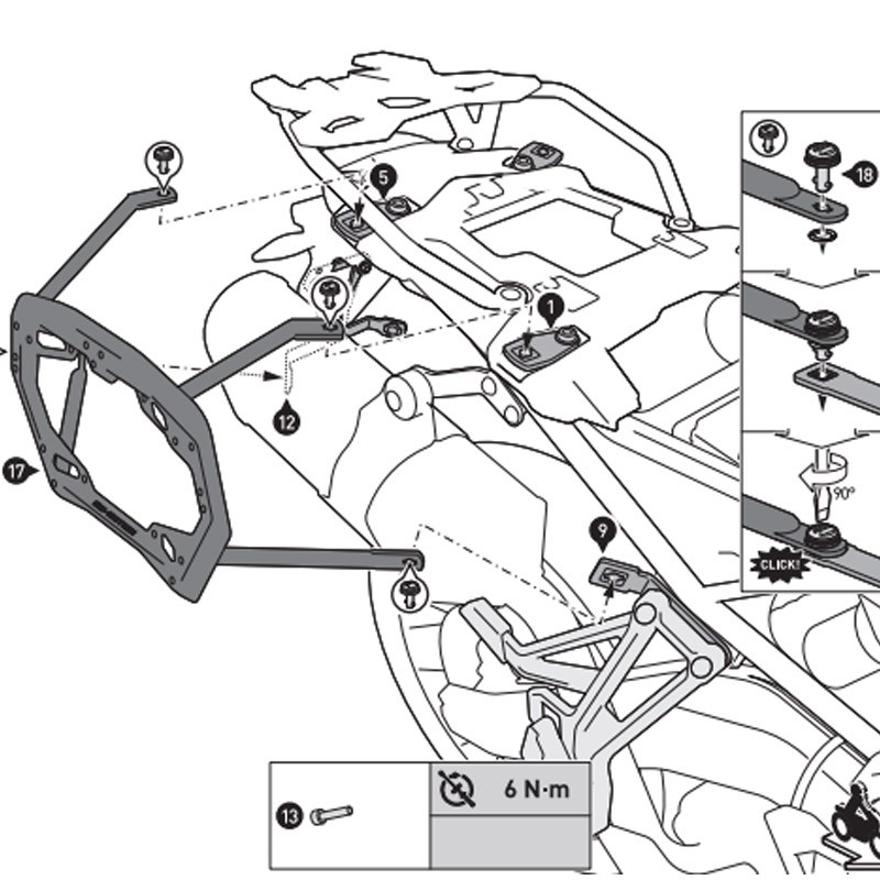 KIT DE FIJACION MALETAS LATERALES SW-MOTECH BMW KFT.07.897.30000/B