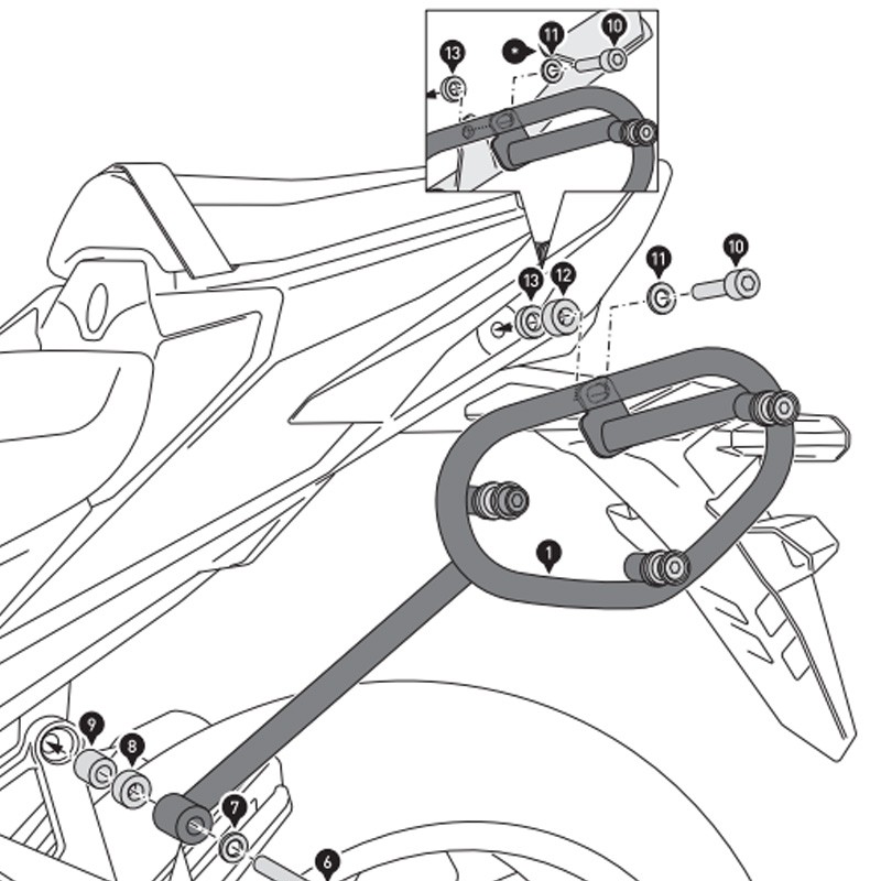 KIT DE FIJACION MALETAS LATERALES Y ALFORJAS SW-MOTECH SLC IZQUIERDO HONDA HTA.01.924.10000