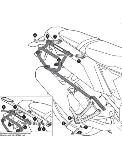 KIT DE FIJACION MALETAS LATERALES Y ALFORJAS SW-MOTECH SLC IZQUIERDO YAMAHA HTA.06.799.10000