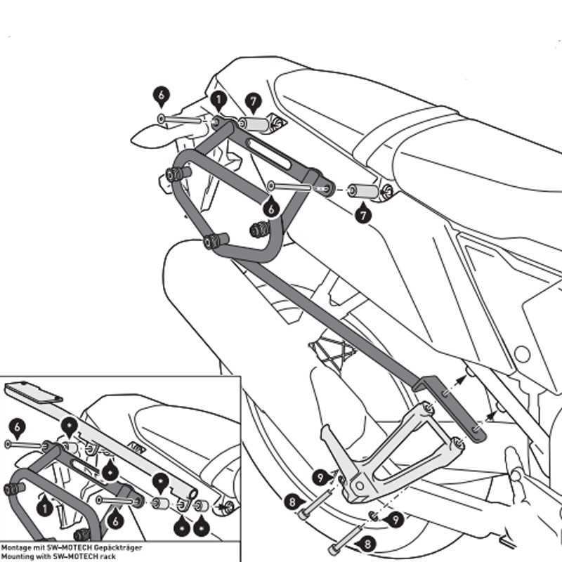 KIT DE FIJACION MALETAS LATERALES Y ALFORJAS SW-MOTECH SLC IZQUIERDO YAMAHA HTA.06.799.10000