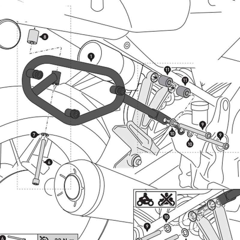 KIT DE FIJACION MALETAS LATERALES Y ALFORJAS SW-MOTECH SLC DERECHO KAWASAKI HTA.08.891.11002