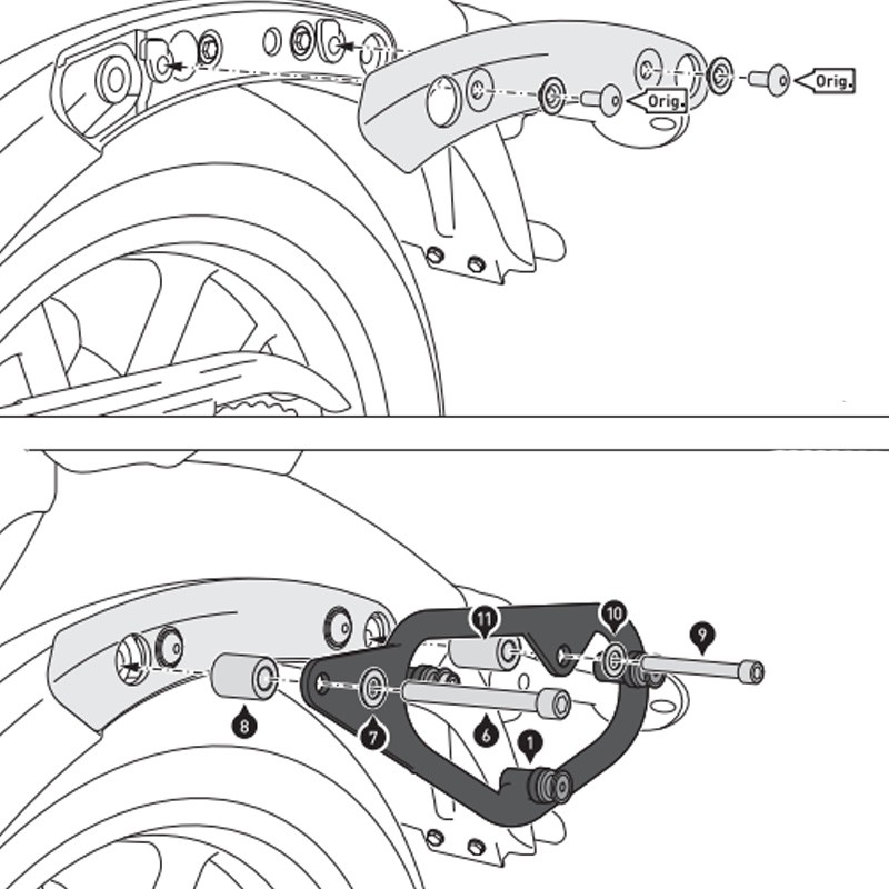 KIT DE FIJACION MALETAS LATERALES Y ALFORJAS SW-MOTECH SLC DERECHO KAWASAKI HTA.08.855.11001