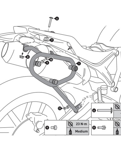 KIT DE FIJACION MALETAS LATERALES Y ALFORJAS SW-MOTECH SLC IZQUIERDO DUCATI HTA.22.895.10000