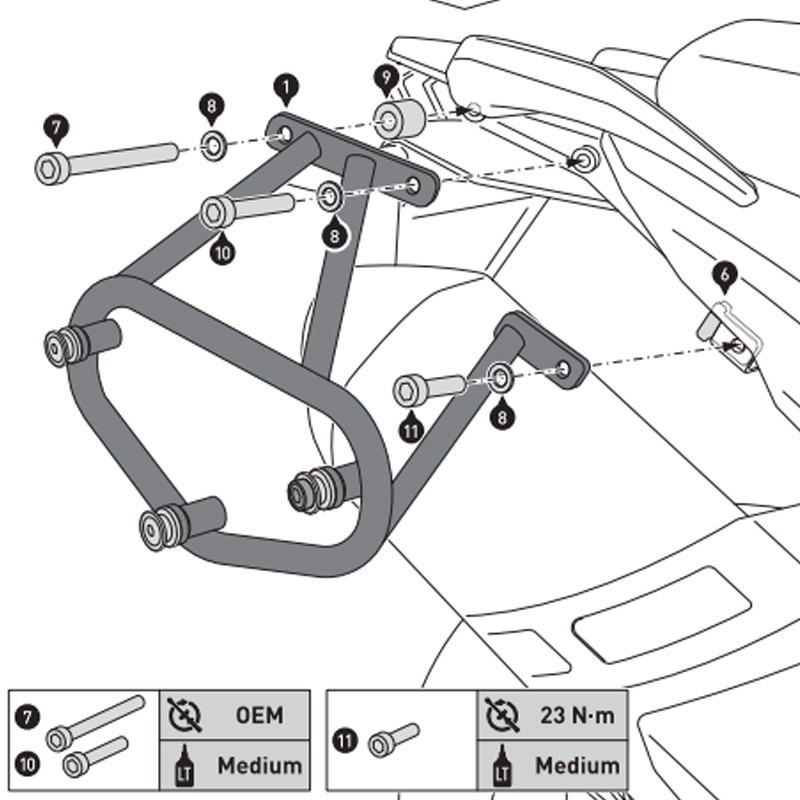 KIT DE FIJACION MALETAS LATERALES Y ALFORJAS SW-MOTECH SLC IZQUIERDO KTM HTA.04.521.10000