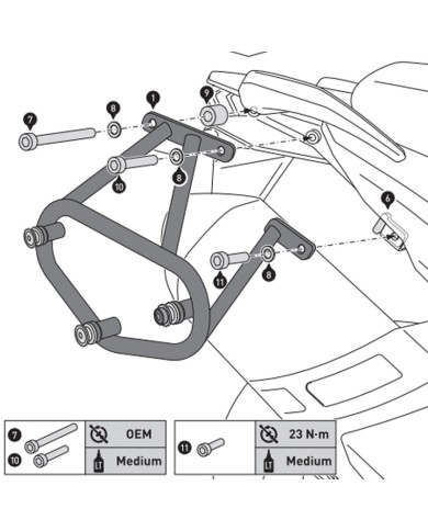 KIT DE FIJACION MALETAS LATERALES Y ALFORJAS SW-MOTECH SLC DERECHO KTM HTA.04.521.11000