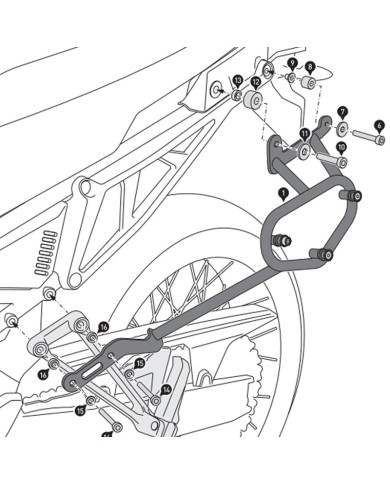 KIT DE FIJACION MALETAS LATERALES Y ALFORJAS SW-MOTECH SLC IZQUIERDO APRILIA HTA.13.849.10000