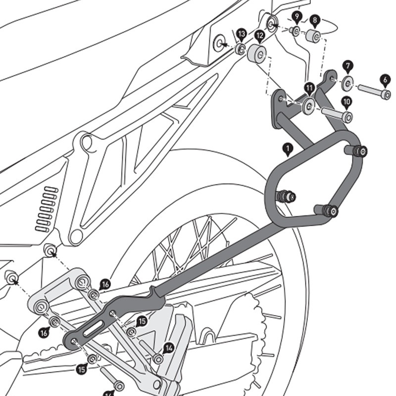 KIT DE FIJACION MALETAS LATERALES Y ALFORJAS SW-MOTECH SLC DERECHO APRILIA HTA.13.849.11000