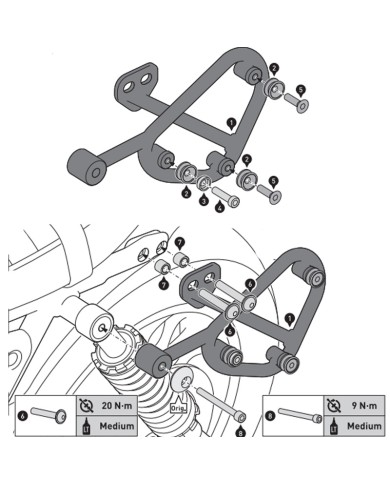 KIT DE FIJACION MALETAS LATERALES Y ALFORJAS SW-MOTECH SLC DERECHO GUZZI HTA.17.797.11001