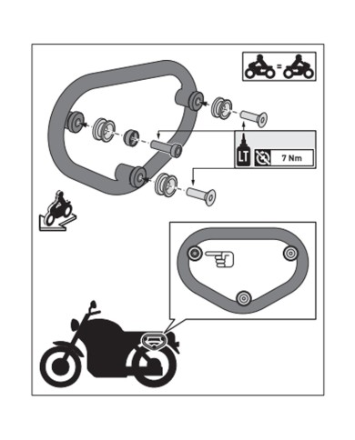 KIT DE FIJACION MALETAS LATERALES Y ALFORJAS SW-MOTECH SLC UNIVERSAL HTA.00.401.15000