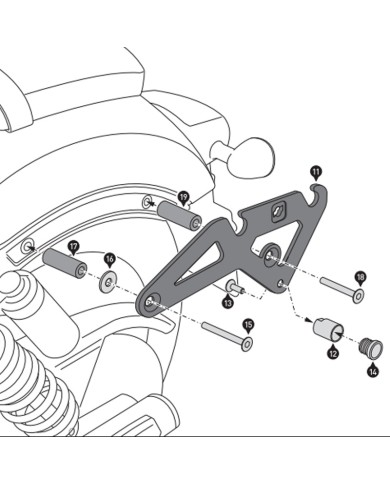 KIT DE FIJACION MALETAS LATERALES Y ALFORJAS SW-MOTECH SLH IZQUIERDO LH1 HONDA HTA.01.682.10200