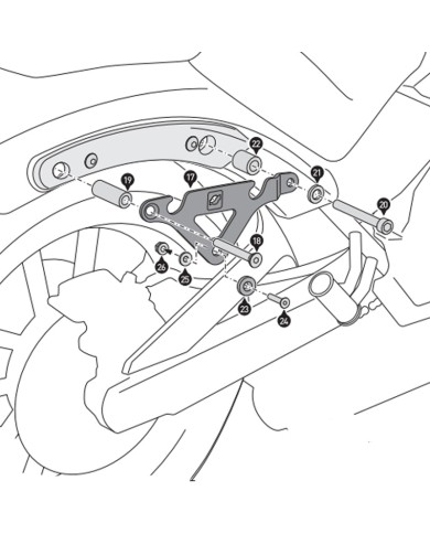 KIT DE FIJACION MALETAS LATERALES Y ALFORJAS SW-MOTECH SLH DERECHO LH1 KAWASAKI HTA.08.682.11000