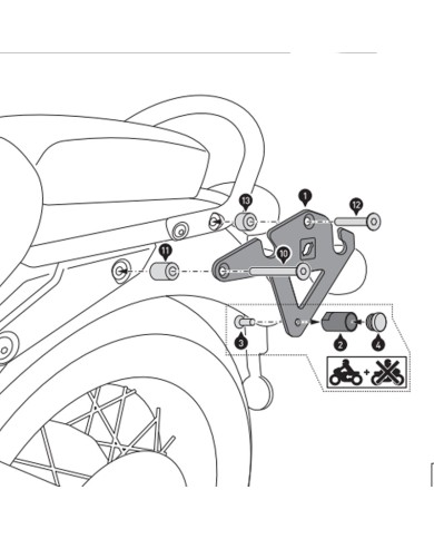 KIT DE FIJACION MALETAS LATERALES Y ALFORJAS SW-MOTECH SLH DERECHO LH1 TRIUMPH HTA.11.682.11000