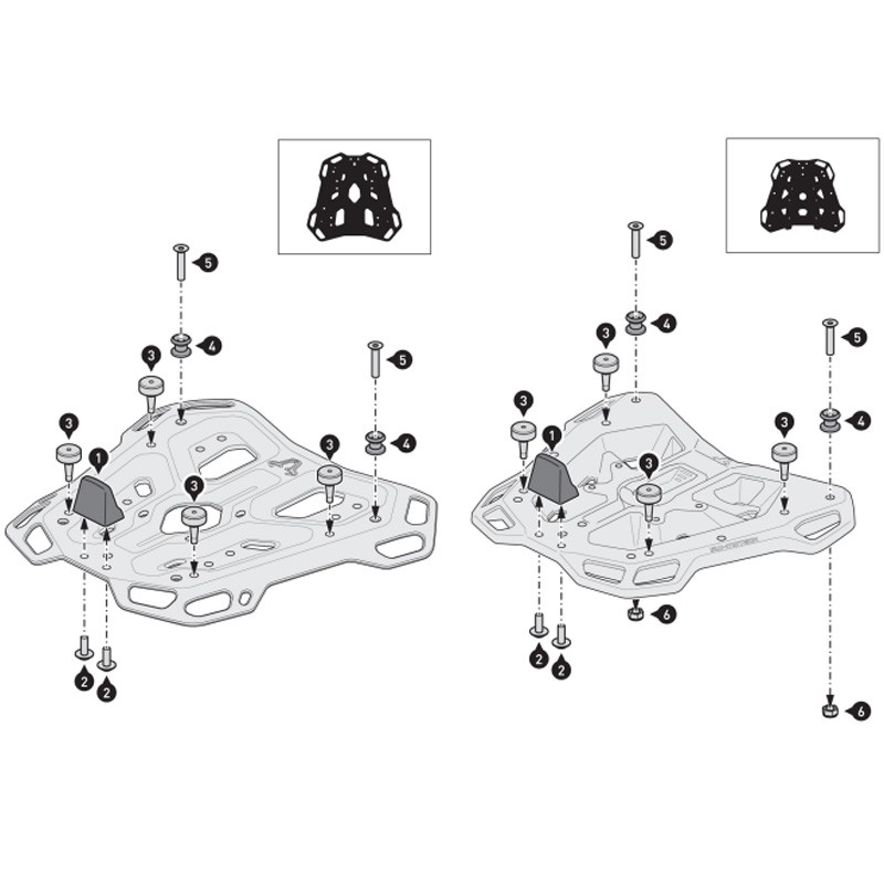 KIT ADAPTADOR SW-MOTECH PARA PORTAEQUIPAJE A MALETAS GIVI/KAPPA GPT.00.152.35401/B