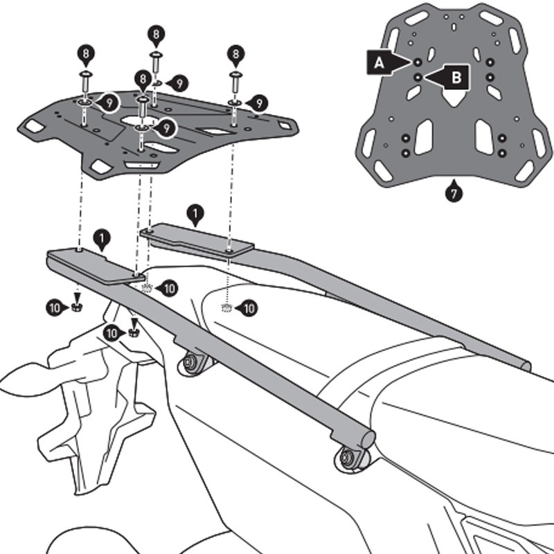 KIT DE FIJACIÓN POSTERIOR SW-MOTECH ADVENTURE-RACK YAMAHA GPT.06.799.19000/B