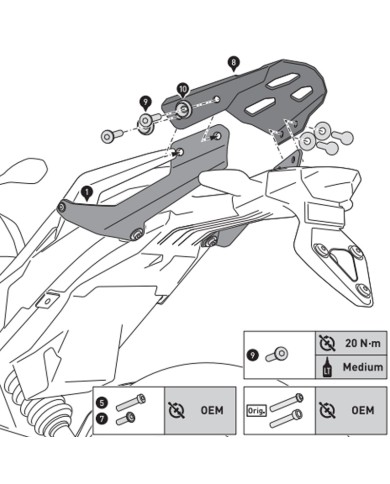 KIT DE FIJACIÓN POSTERIOR SW-MOTECH STREET-RACK BMW GPT.07.945.16000/B