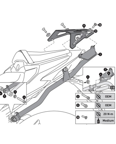 KIT DE FIJACIÓN POSTERIOR SW-MOTECH STREET-RACK HONDA GPT.01.924.16000/B