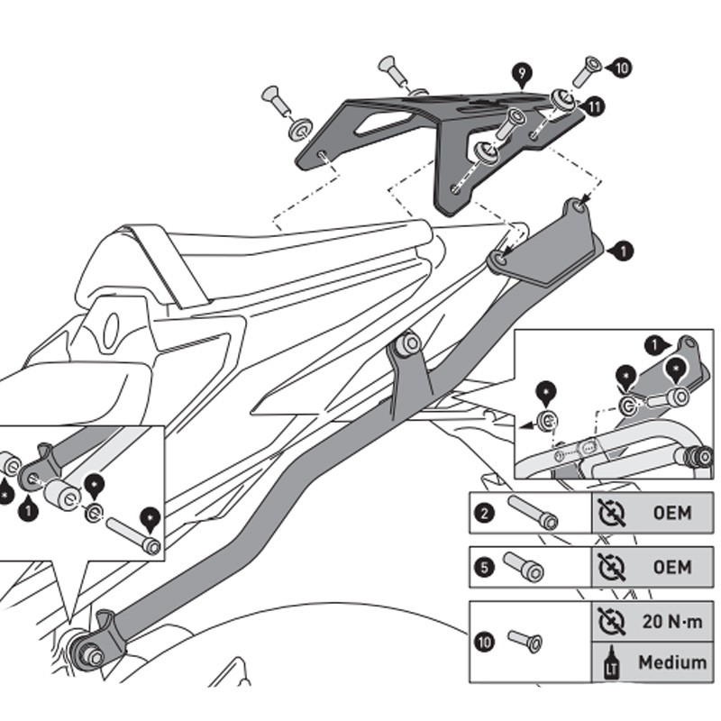 KIT DE FIJACIÓN POSTERIOR SW-MOTECH STREET-RACK HONDA GPT.01.924.16000/B