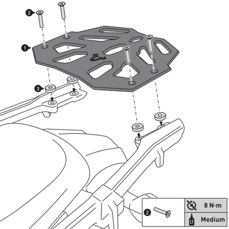KIT DE FIJACIÓN POSTERIOR SW-MOTECH STREET-RACK KAWASAKI GPT.08.368.16000/B