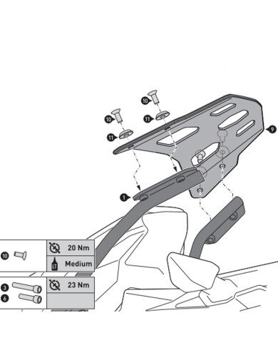 KIT DE FIJACIÓN POSTERIOR SW-MOTECH STREET-RACK KAWASAKI GPT.08.866.16000/B