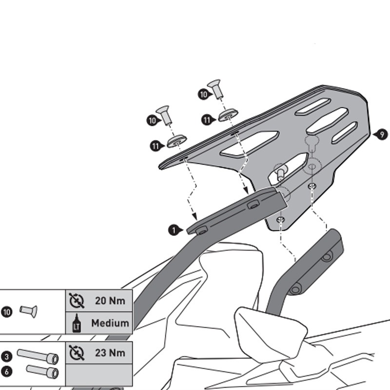 KIT DE FIJACIÓN POSTERIOR SW-MOTECH STREET-RACK KAWASAKI GPT.08.866.16000/B