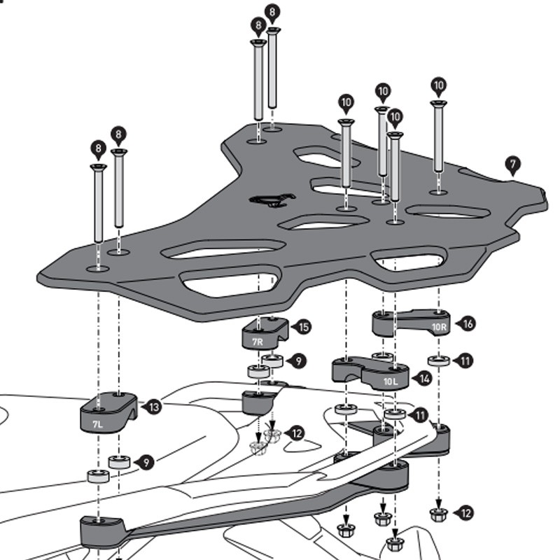 KIT DE FIJACIÓN POSTERIOR SW-MOTECH STREET-RACK DUCATI GPT.22.892.16001/B