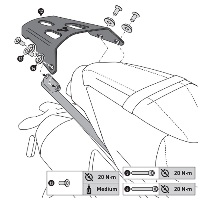 KIT DE FIJACIÓN POSTERIOR SW-MOTECH STREET-RACK TRIUMPH GPT.11.901.16000/B