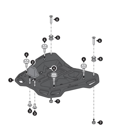 PLACA ADAPTADORA SW-MOTECH PARA PORTAEQUIPAJES STREET-RACK A MALETAS GIVI MONOKEY GPT.00.152.54401/B